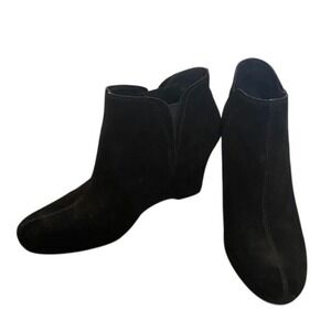 Born Black Suede Wedge Booties Size 9.5